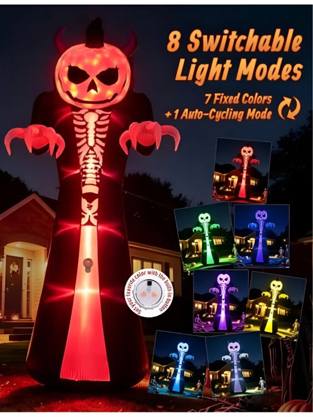 10FT Grim Reaper Halloween Inflatable, Motion-Activated Scream